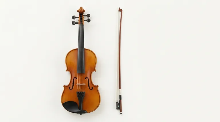Violine und Bogen auf hellem Hintergrund