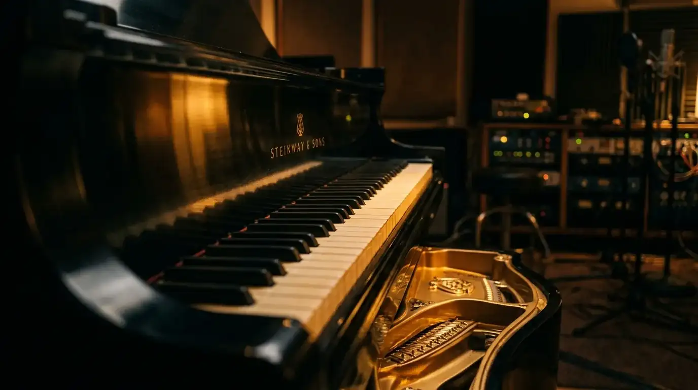 Flügel in einem Aufnahmestudio