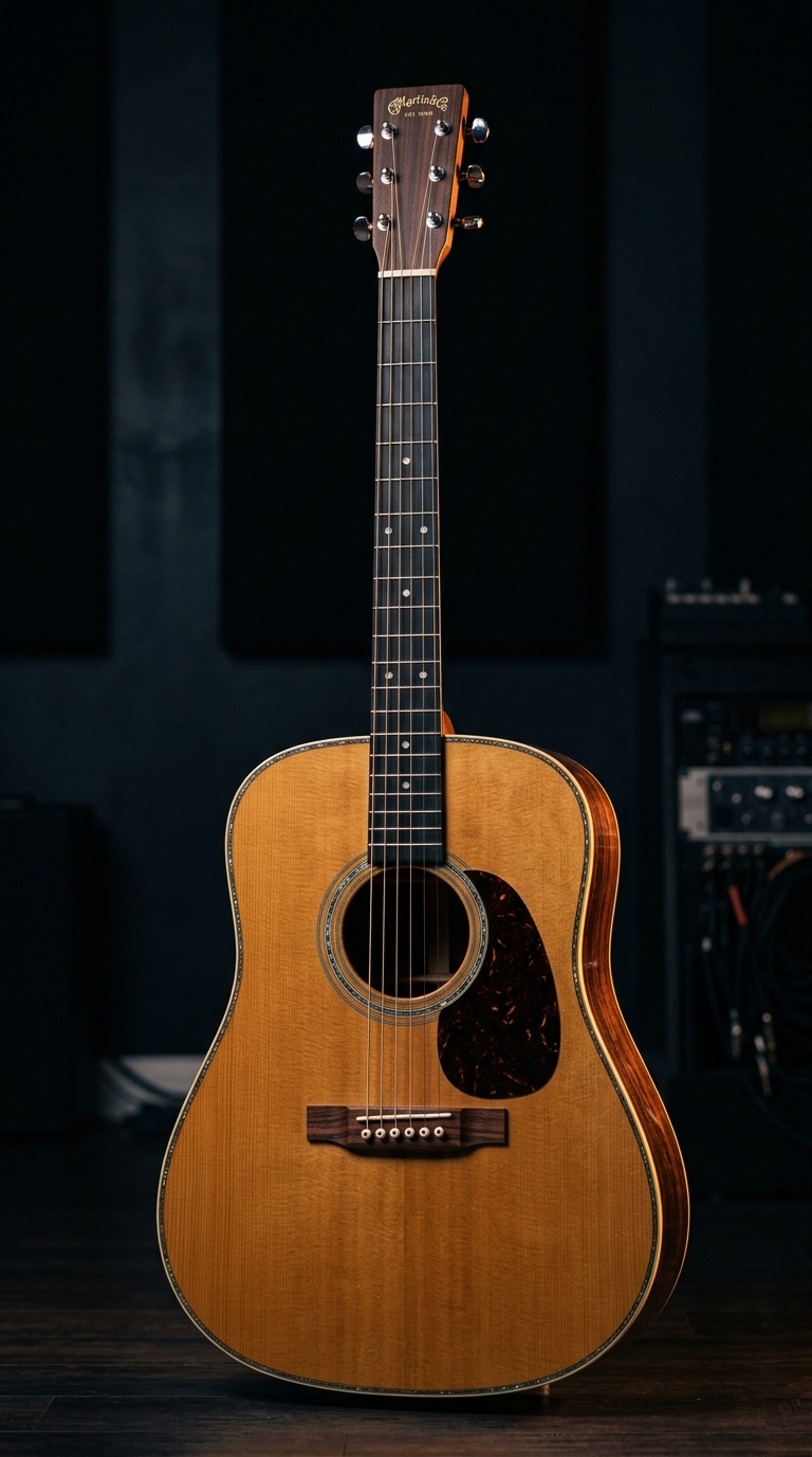 Akustikgitarre in einem Studio